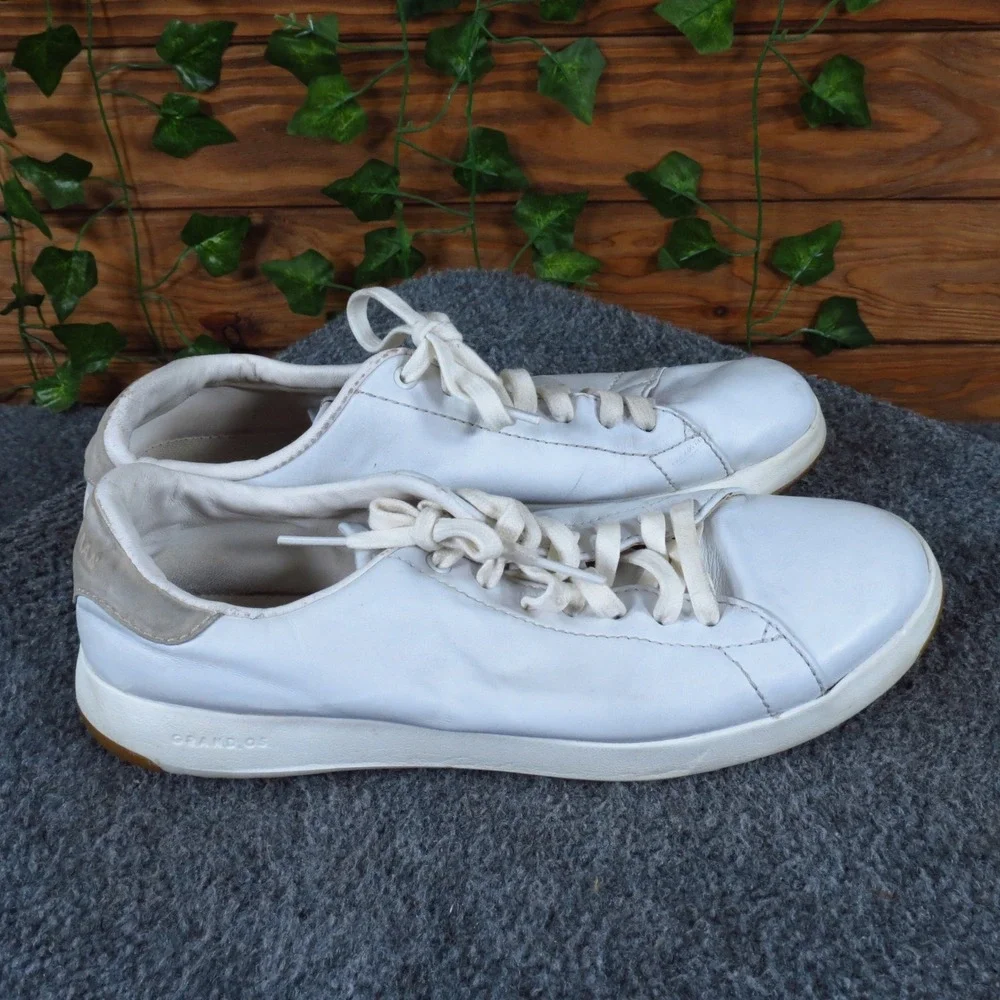 Cole Haan GrandPrø Women Tennis Sneaker Size 8.5 Athletic White Leather W02897